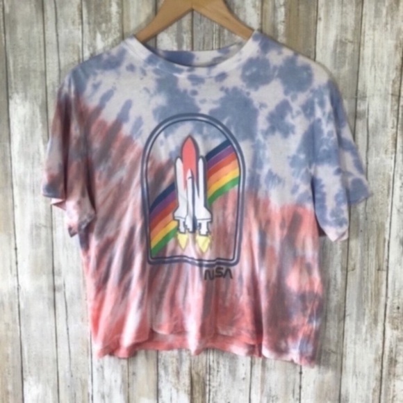 Mighty Fine Tops - NASA Tie Dye Oversized Crop Tee